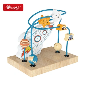 Factory custom educational wooden rocket space bead maze game toys for kids W11B298
